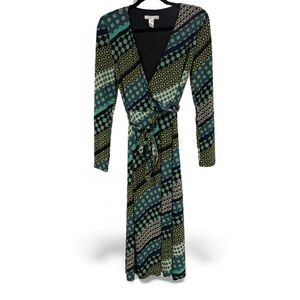 London Times Geometric Wrap Dress- Size 6
